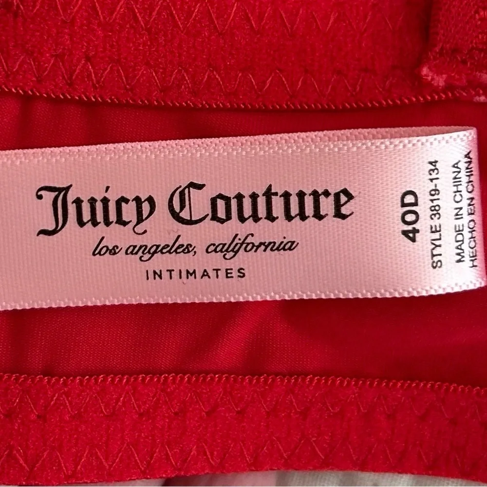 NWT Juicy Couture Lightly Lined T-shirt Bra with Logo Women’s SZ 40D‎ in Red
